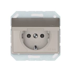 Power socket grounded, with lid Vilma RP16-003-02 ch IP44 1 sectional champagne