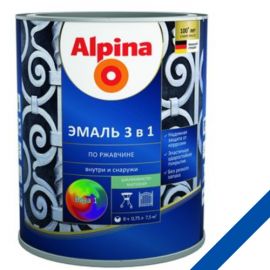 Enamel soil on rust 3 in 1, color:Alpina blue RAL 5005 2,5L