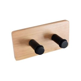 Towel hook double Bisk Plain Black Bamboo