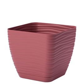 Plastic flower pot with a stand FORM PLASTIC Sahara petit square 3610-057 Ø13 marsala/red