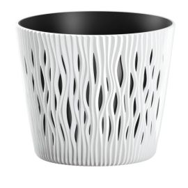 Plastic flower pot DSR190 S449 white