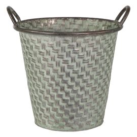 Metal pot Mega Collections Folks Plait Round Low Old Green D24H12.5