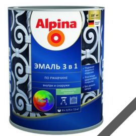 Enamel soil on rust 3 in 1, color:Alpina gray RAL 9023 0,75L