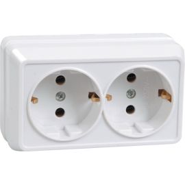 External power socket grounded IEK РС22-3-ОБ 2 sectional white