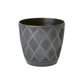 Flower pot FORM-PLASTIC flow petit eco recycled z podstawka 13 anthracite