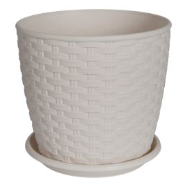 Plastic flower pot with a stand Aleana Rotang 12x11 white rose