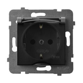 Power socket grounded with cover no frame Ospel Aria GPH-1US/m/70/d 1 sectional IP44 gray matt