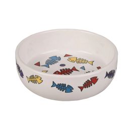 Cat food bowl ceramic Flamingo M 13,5x13,5x4cm 375ml round white