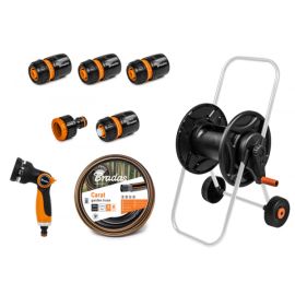 Тележка со шлангом Bradas ECO-AG26020SET1 Black Line 1/2" 20 м с пистолетом, разбрызгивателем и фити