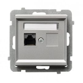 Розетка компьютерная Ospel Sonata GPK-1R/K/m/38 RJ45 Cat 5e 1 местная серебро матовое