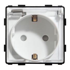 Розетка без рамки Socket Style 16A шторки с прозрачным колпачком белый