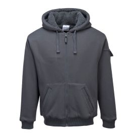 Work hooded sweater with zipper Portwest KS32ZOR M grey