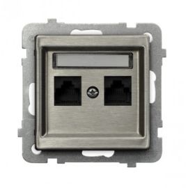 Computer socket Ospel Sonata GPK-2RM/K/m/37 RJ45 Cat 5e 2 sectional steel color