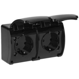 Socket ORNO AQUATIC 2 Schuko IP44 black