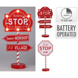 Декорация новогодняя stop sign santa w led 20x10x40 см