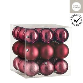 New Year's toy ball burgundy 8 cm 27 pcs