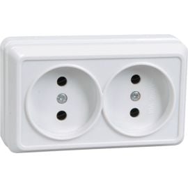 External power socket without grounding IEK РС22-2-ОБ 2 sectional white