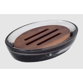 Soap dish Bisk Figo Wood/Glass Dark Gray