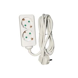 Extension cord LINUS 2x2m switch white LIN-E2X2