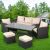 Garden furniture set table 2 armchairs 2 poufs sofa