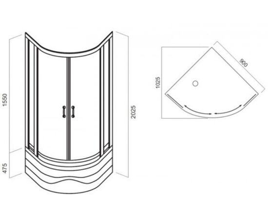 Shower corner W75E-222A090WF Sense deep