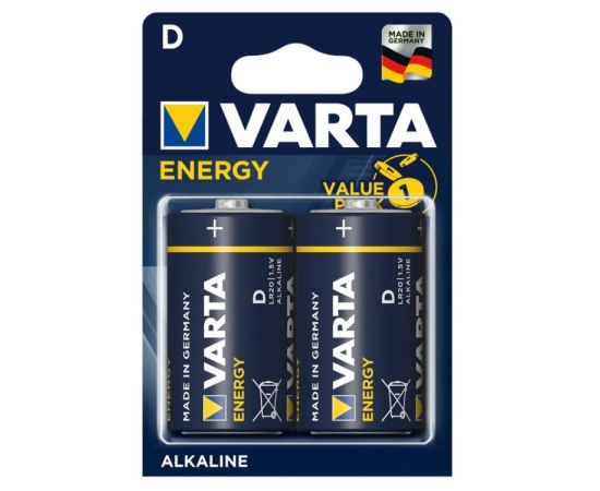 Батарейка Алкалиновая Varta Energy D LR20 2шт