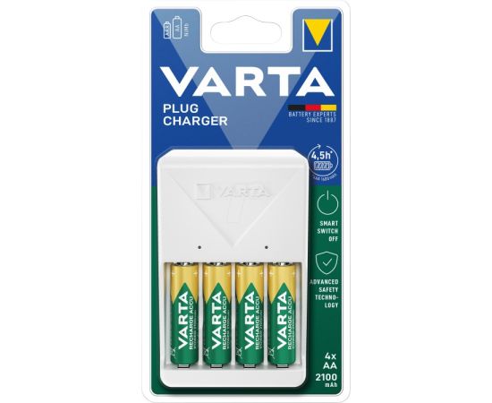 Charger with batteries Varta 57657101451 4xAA/AAA