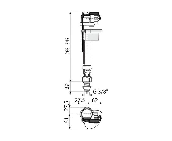 Заливной механизм для унитаза с нижней подводкой  Alca Drain A17-3/8"