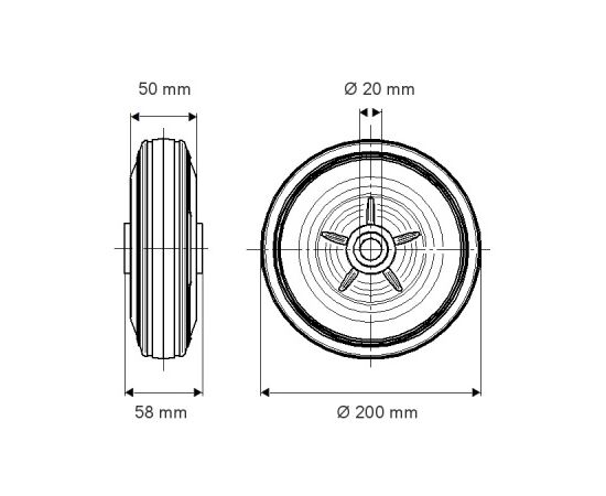 Wheel Tente PRU 200x50-20.1 205/410 kg