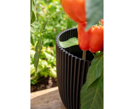 Flower pot Capi Europe Planter ball Groove textile 21,5x20cm black