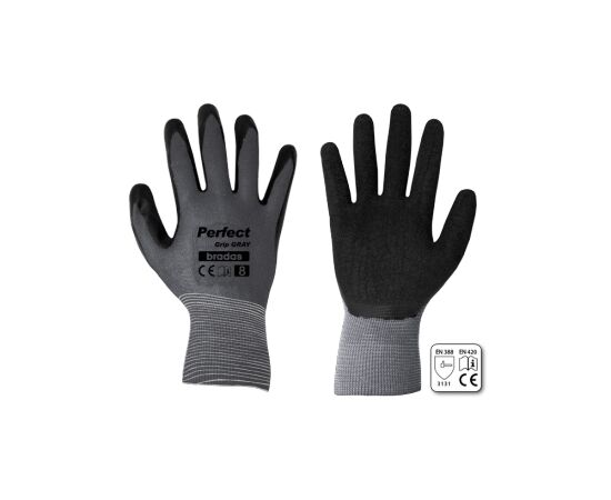 Перчатки PERFECT GRIP GRAY латекс,9, BRADAS  RWPGGY9