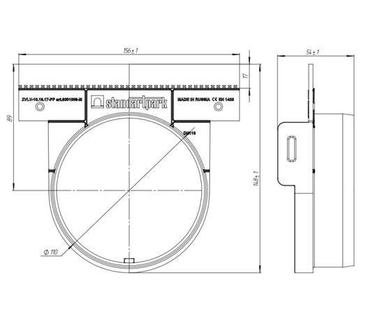 Tray plug with outlet Standartpark ЗВЛВ-10.16.17-ПП 6301008-М