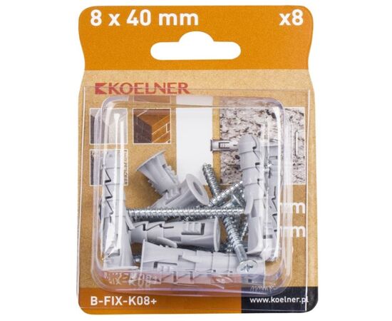 Дюбель распорный с воротником Koelner 8 шт B-FIX-K08+ 5x45mm блист