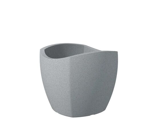 Plastic flower pot Scheurich STONY GRAY 50/256 WAVE GLOBE CUBO