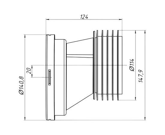 Eccentric cuff for toilet bowl ANI Plast W0220 20mm