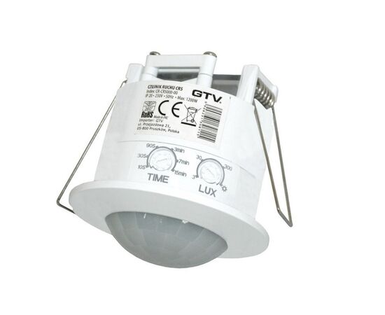 Motion sensor GTV 6m 360° 500W IP20 white CR-5