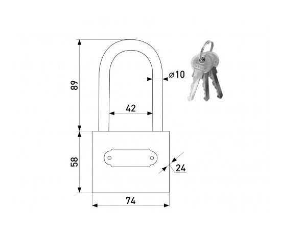 Padlock with long shackle Soller 367-75L 75 mm