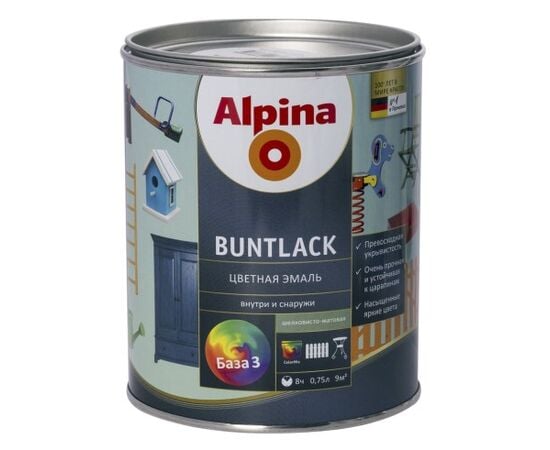 ფერადი ემალი Alpina Buntlack B3 SM გამჭვირვალე 0,75 ლ