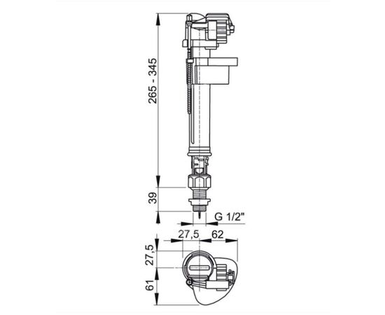 Впускной механизм с нижней подводкой Alcadrain A17-1/2"