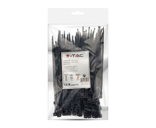 Cable tie V-TAC 4.5 150mm 100pcs black 11172