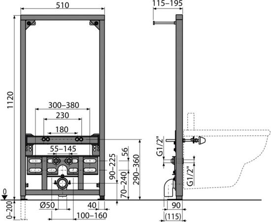 Скрытая система инсталляции для биде Alcadrain A105/1120