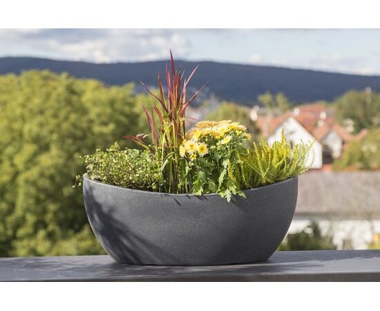 Plastic flower pot Scheurich 253/58 WA.GLOBE JARD. SCHWARZ GRANIT