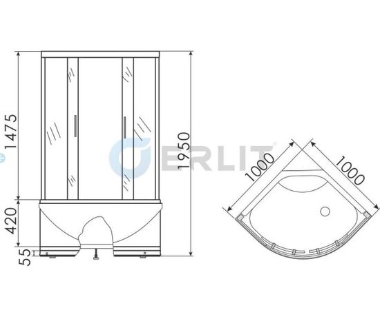 Shower cabin Erlit ER0510T-C4 1000x1000x1950mm