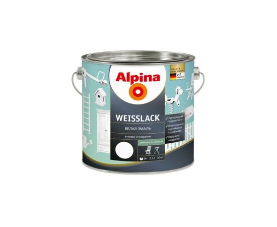 Enamel Alpina Weisslack white 2,5 l