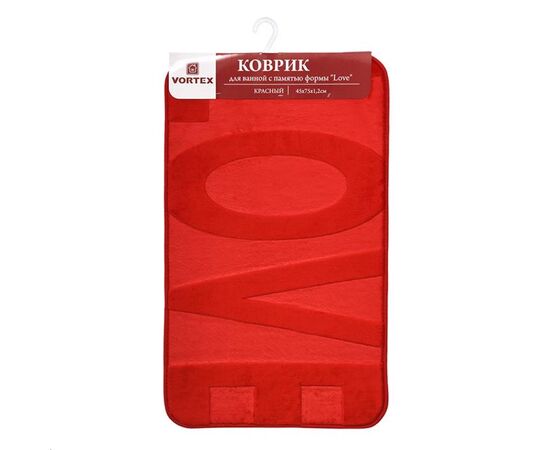 Memory bath mat Vortex "Love" 45x75x1.2 cm red