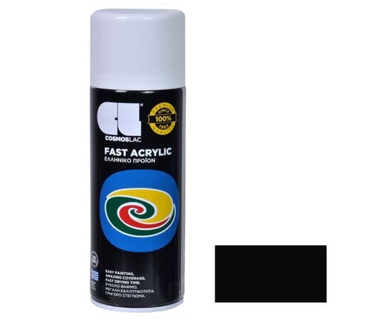 საღებავი-სპრეი Cosmos Lac SPRAY FAST ACRYLIC BLACK R9005 400ml 0140303