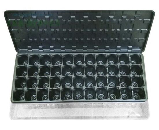 Greenhouse-cassette for seedlings with a pallet and lid Parnichok 44 cells