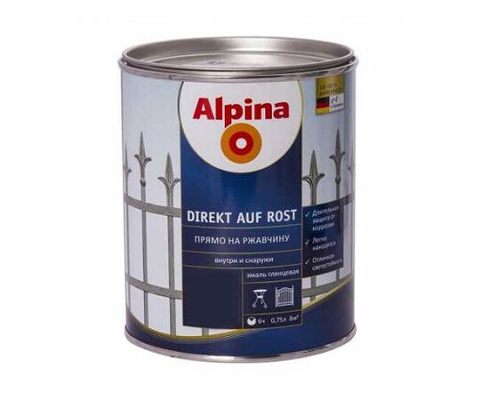 Enamel Alpina DIREKT AUF ROST RAL9005 black 750 ml