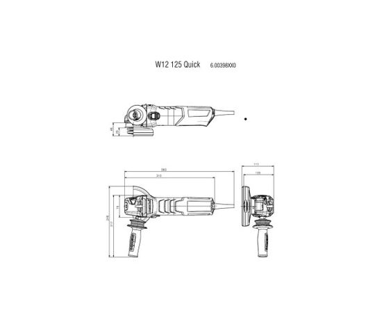 კუთხსახეხი მანქანა Metabo W 12-125 QUICK 1250W (600398010)