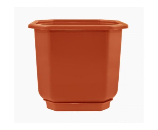 Plastic flower pot with a stand Aleana Dama 8x8 Terracotta